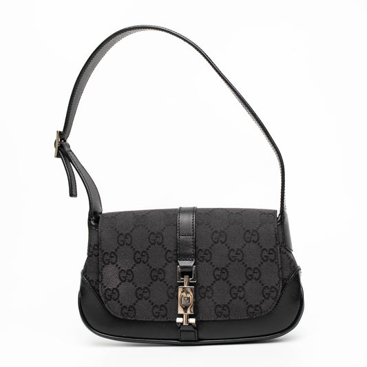 Gucci Mini Jackie GG Black Canvas Hobo Bag