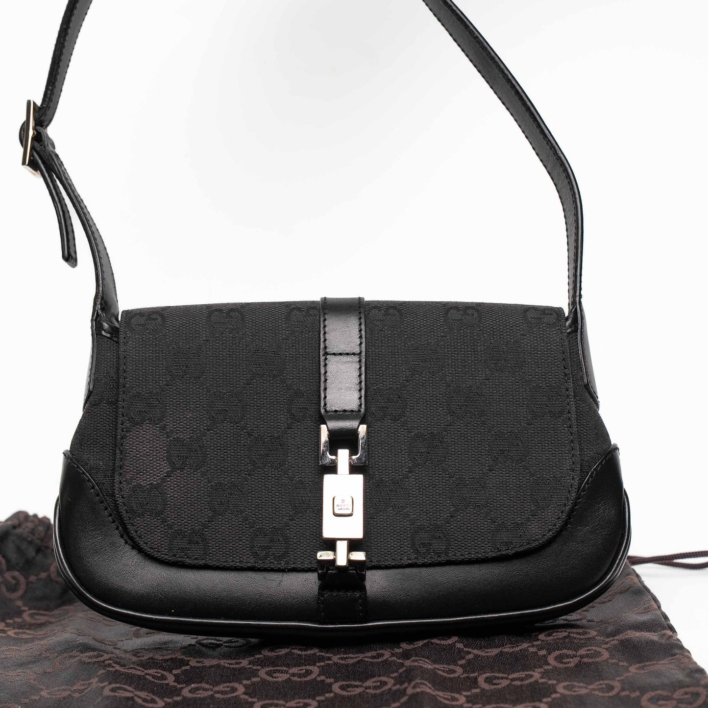 Gucci Mini Jackie GG Black Canvas Hobo Bag