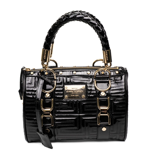 Versace Black Patent Leather Top Handle Bag