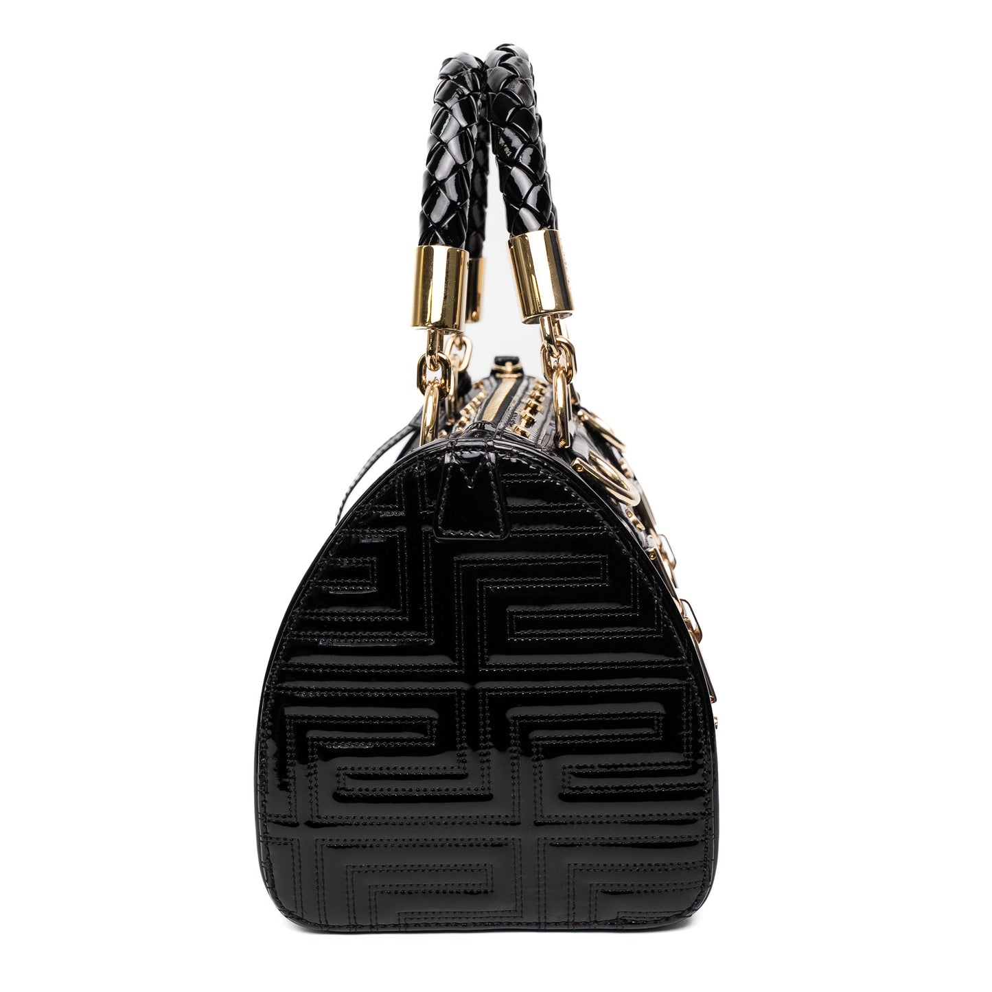 Versace Black Patent Leather Top Handle Bag