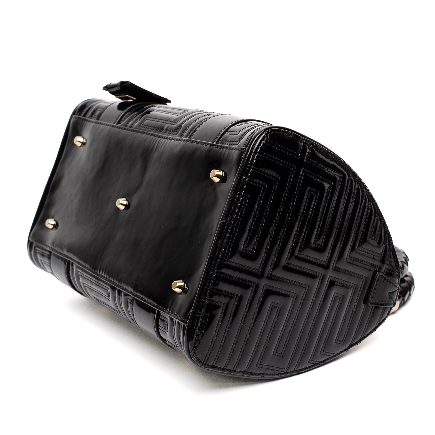 Versace Black Patent Leather Top Handle Bag