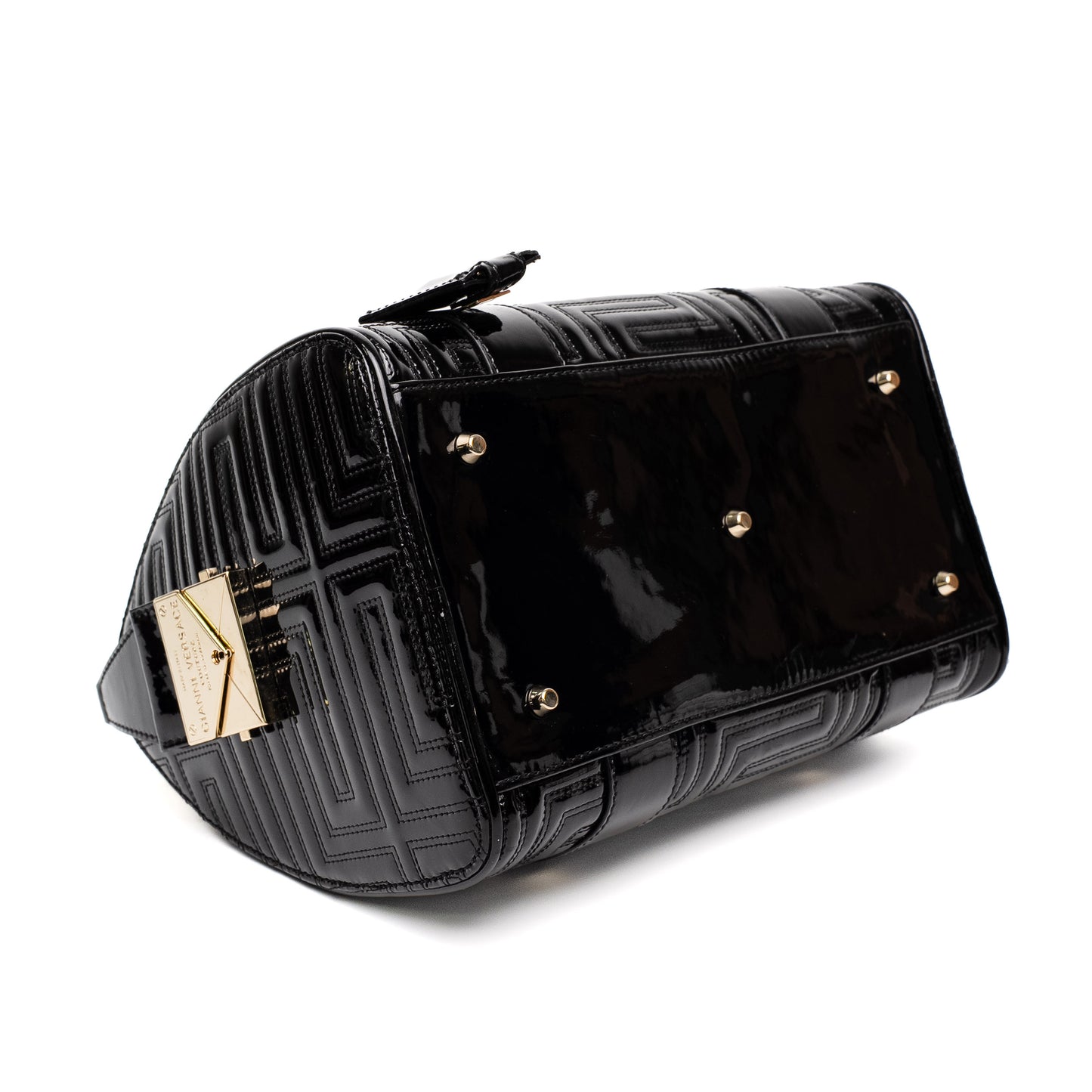 Versace Black Patent Leather Top Handle Bag