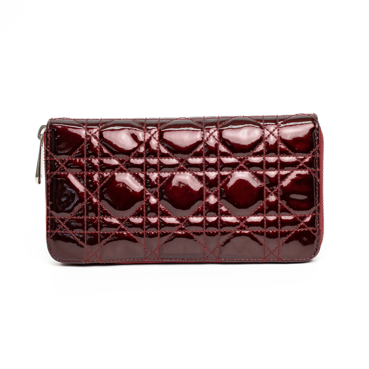 Dior Red Patent Leather Cannage Quilted Wallet