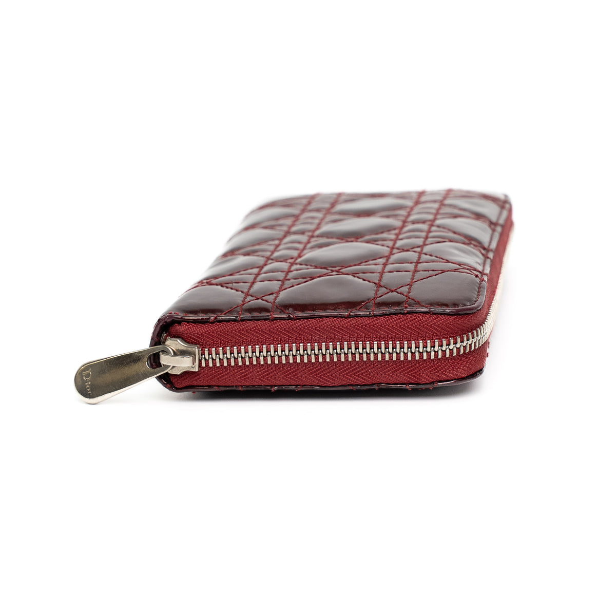 Dior Red Patent Leather Cannage Quilted Wallet