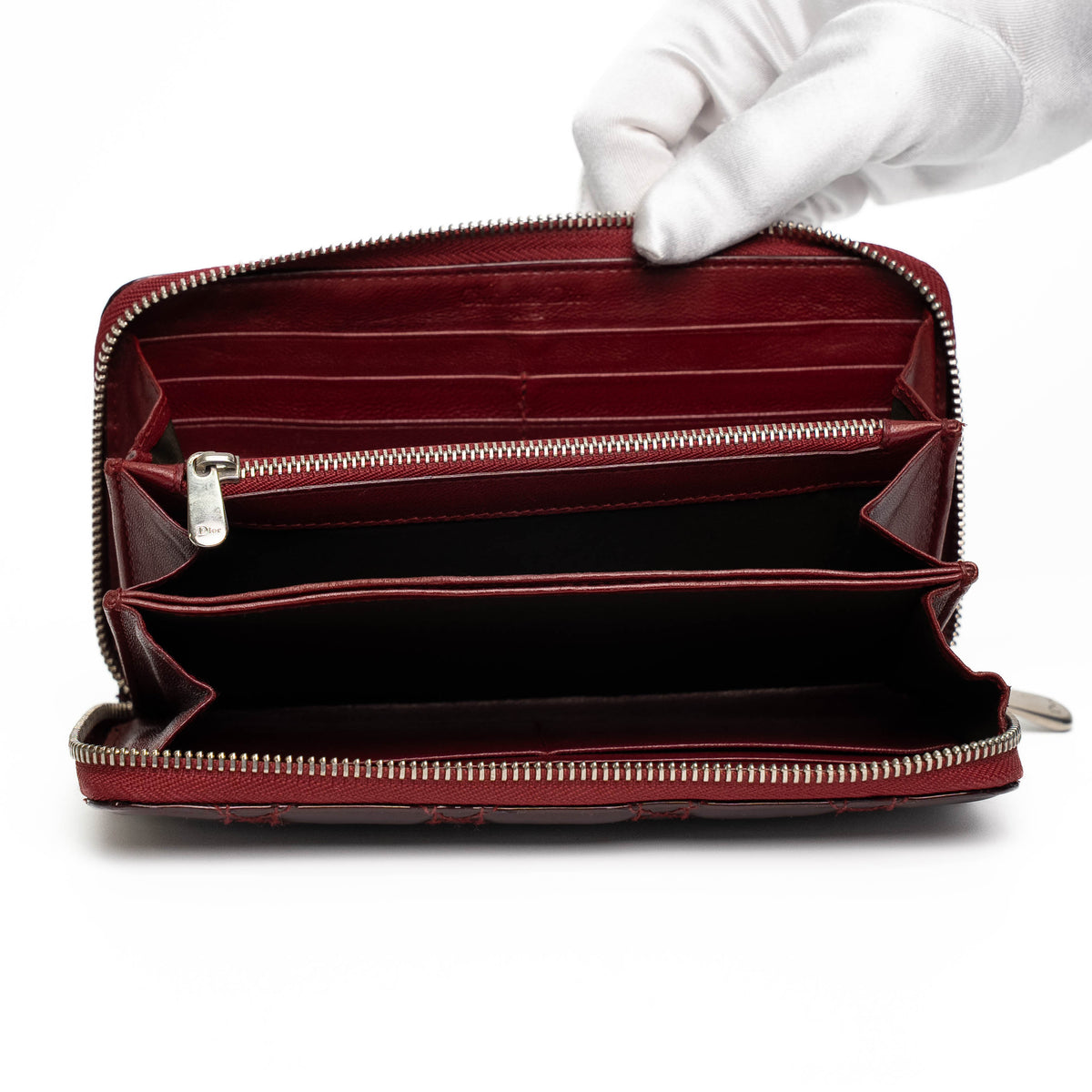 Dior Red Patent Leather Cannage Quilted Wallet