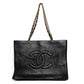 Chanel Large CC Black Leather Chain Tote Bag