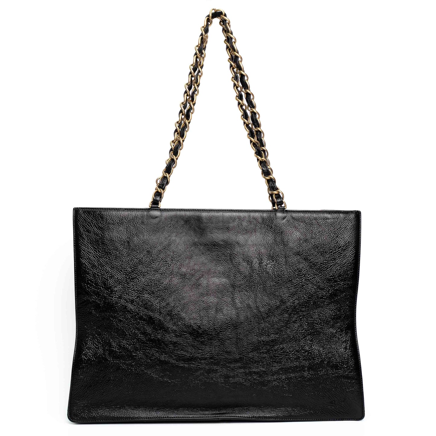 Chanel Large CC Black Leather Chain Tote Bag