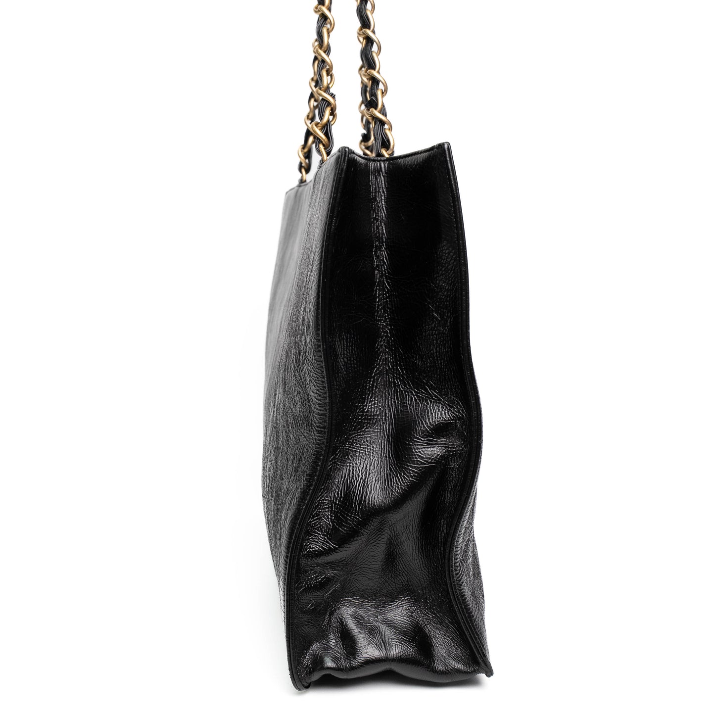 Chanel Large CC Black Leather Chain Tote Bag