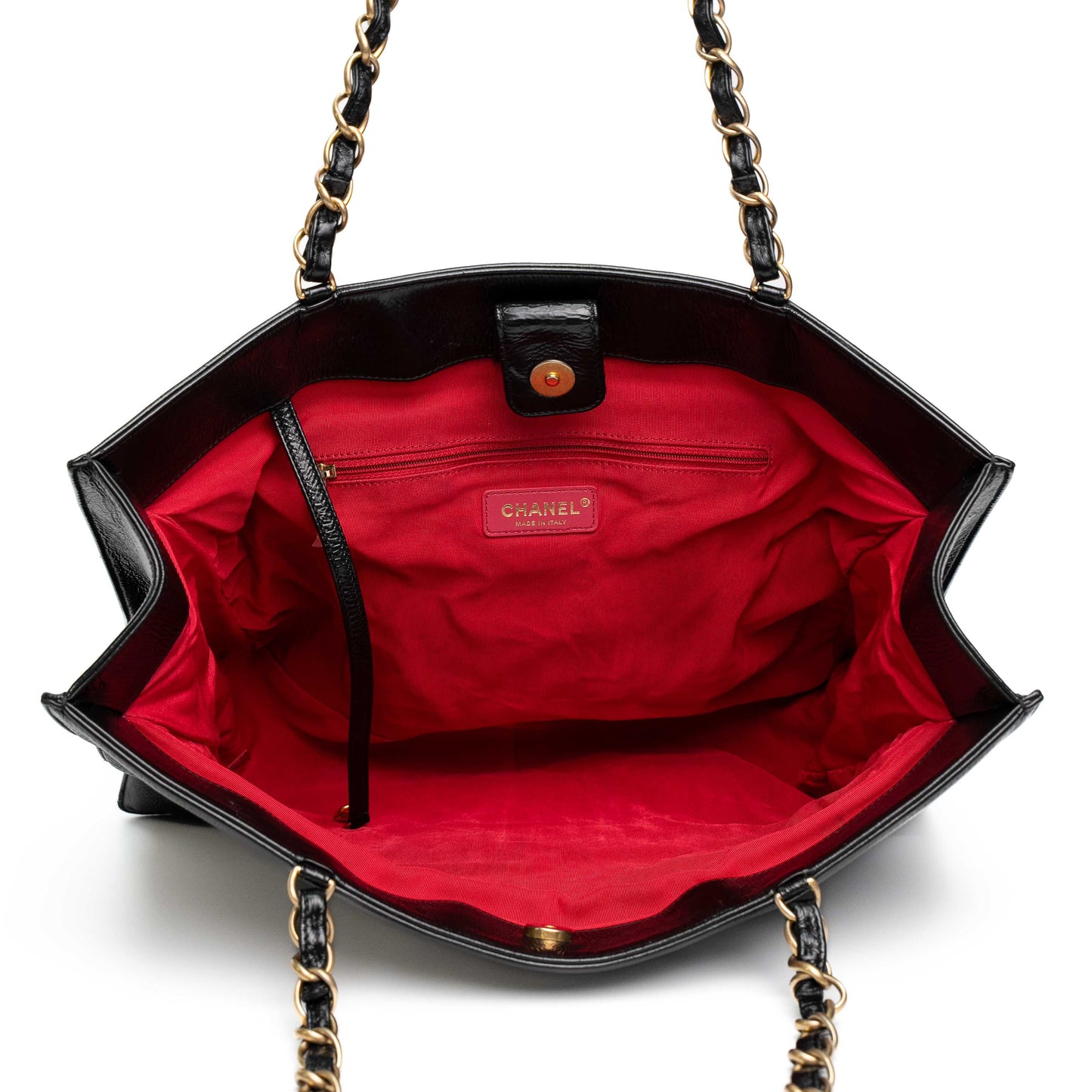 Chanel Large CC Black Leather Chain Tote Bag