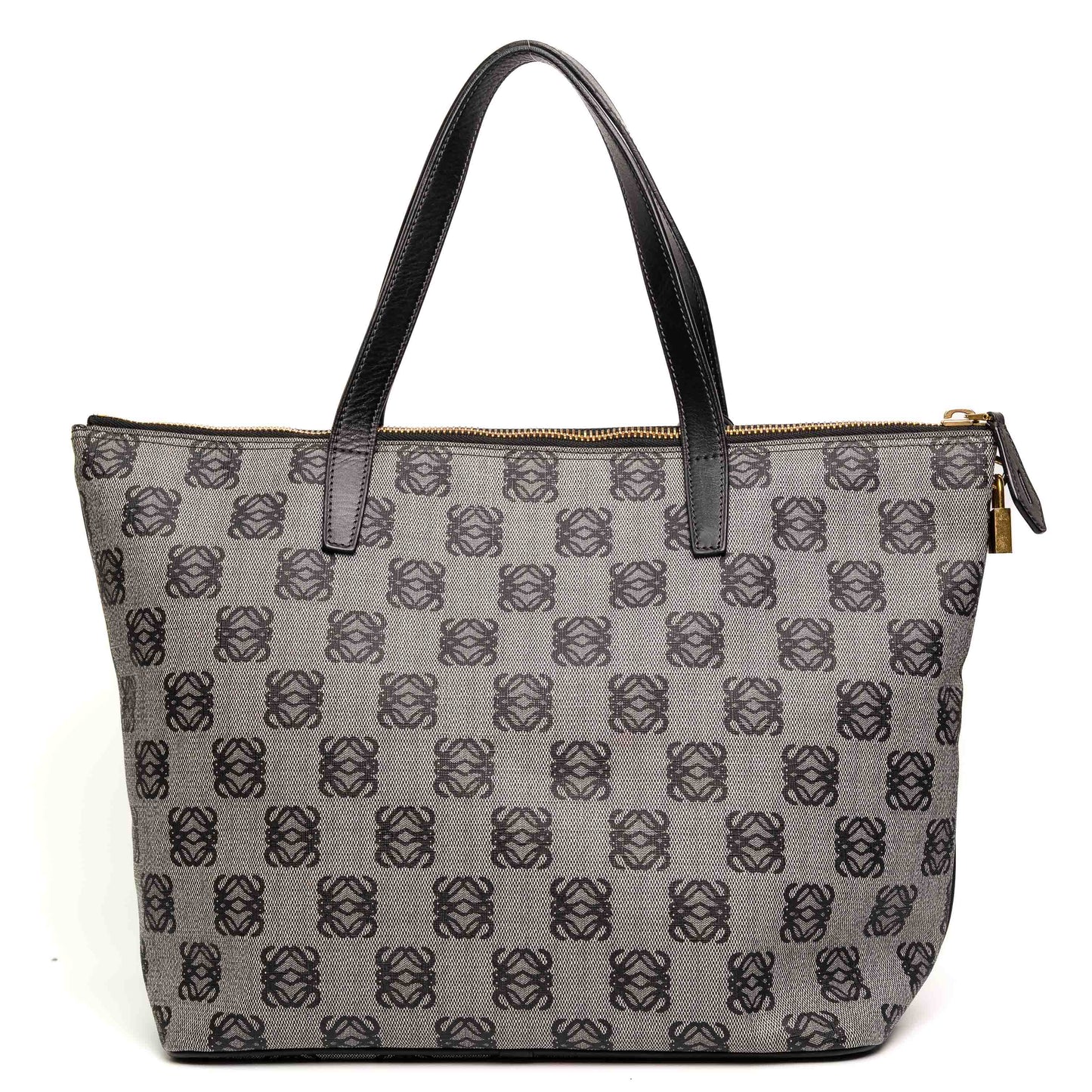 Loewe Anagram Grey Black Leather Tote