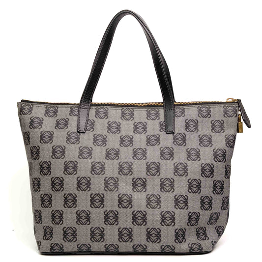 Loewe Anagram Grey Black Leather Tote