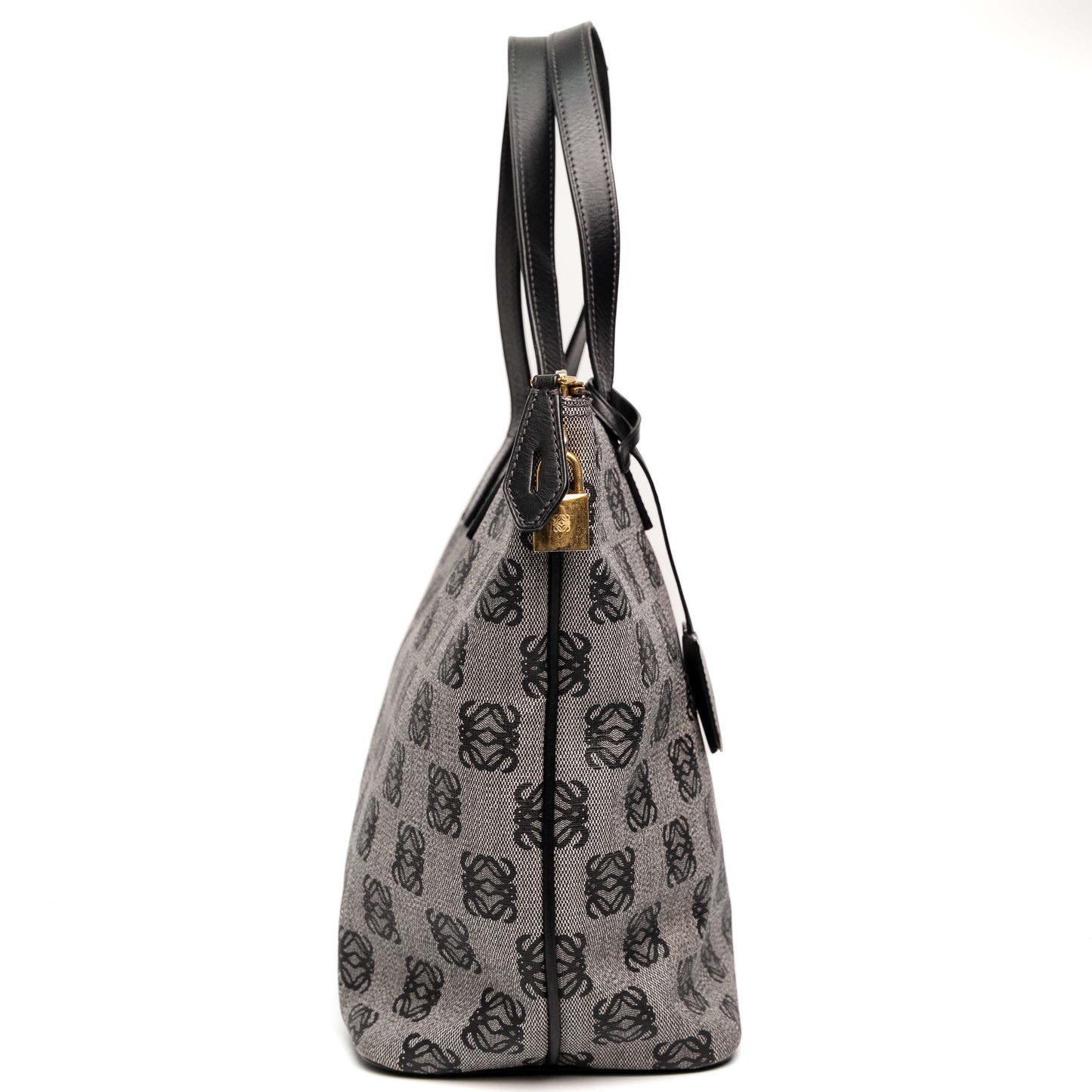 Loewe Anagram Grey Black Leather Tote