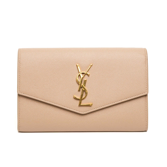 Saint Laurent Envelope Chain Wallet Beige