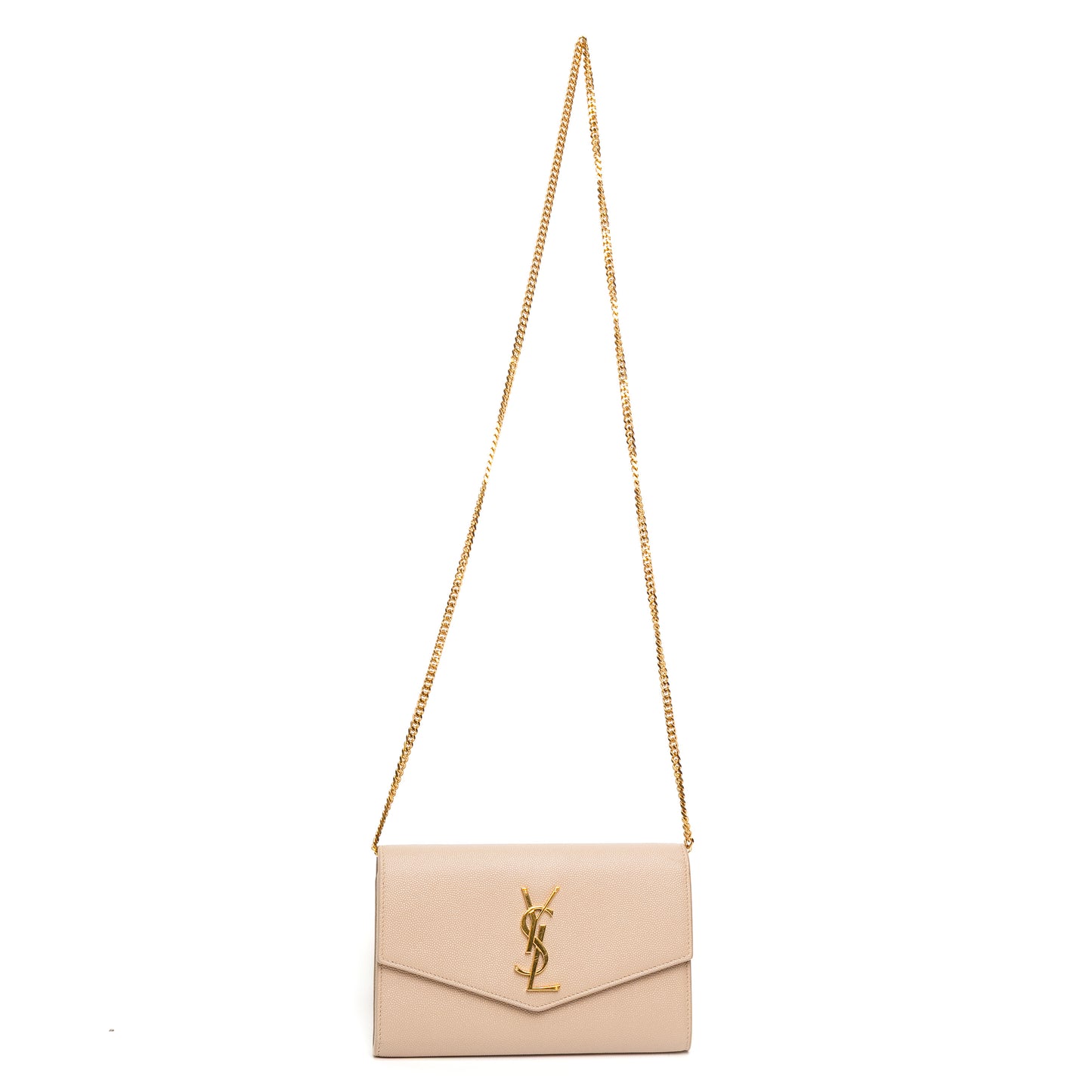 Saint Laurent Envelope Chain Wallet Beige