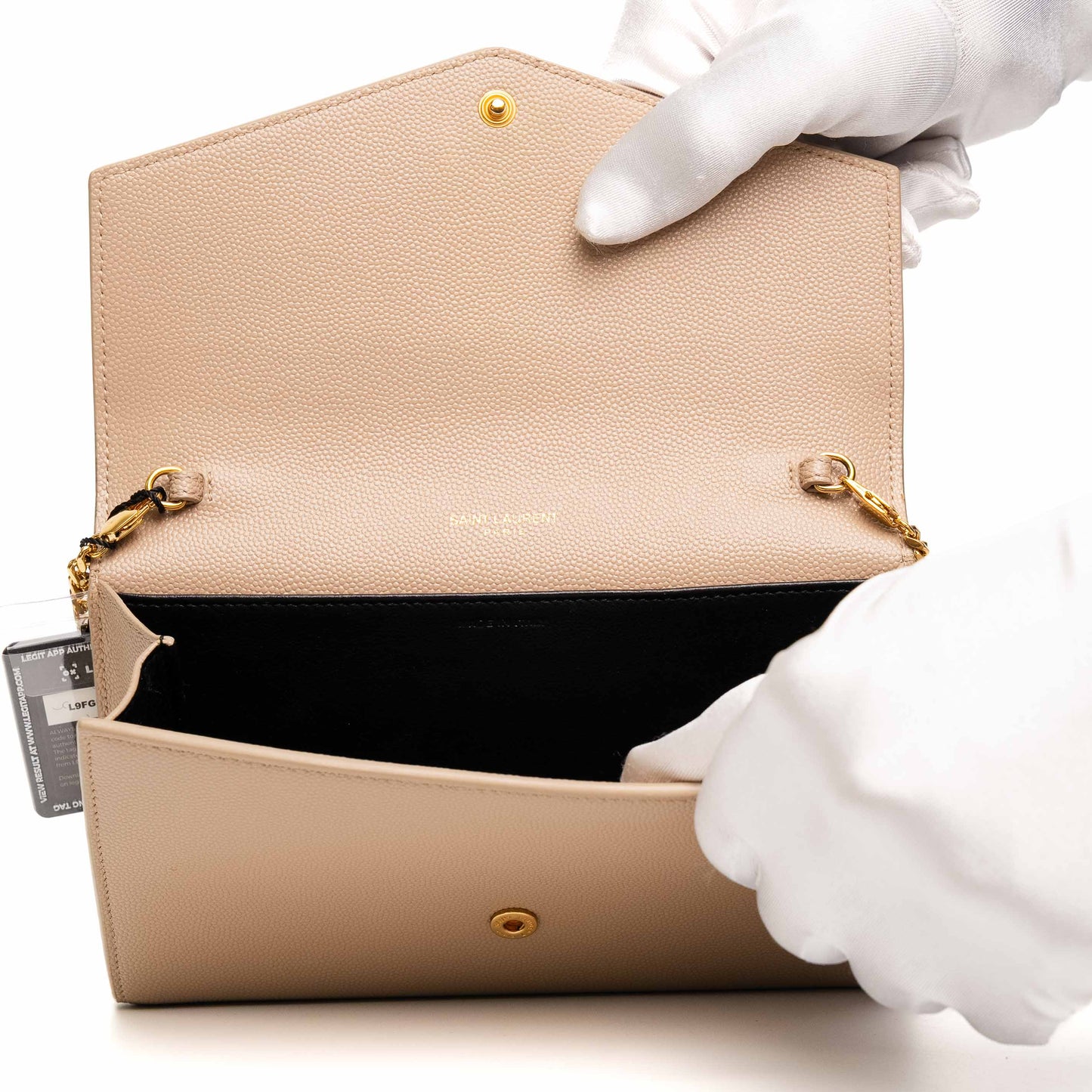 Saint Laurent Envelope Chain Wallet Beige
