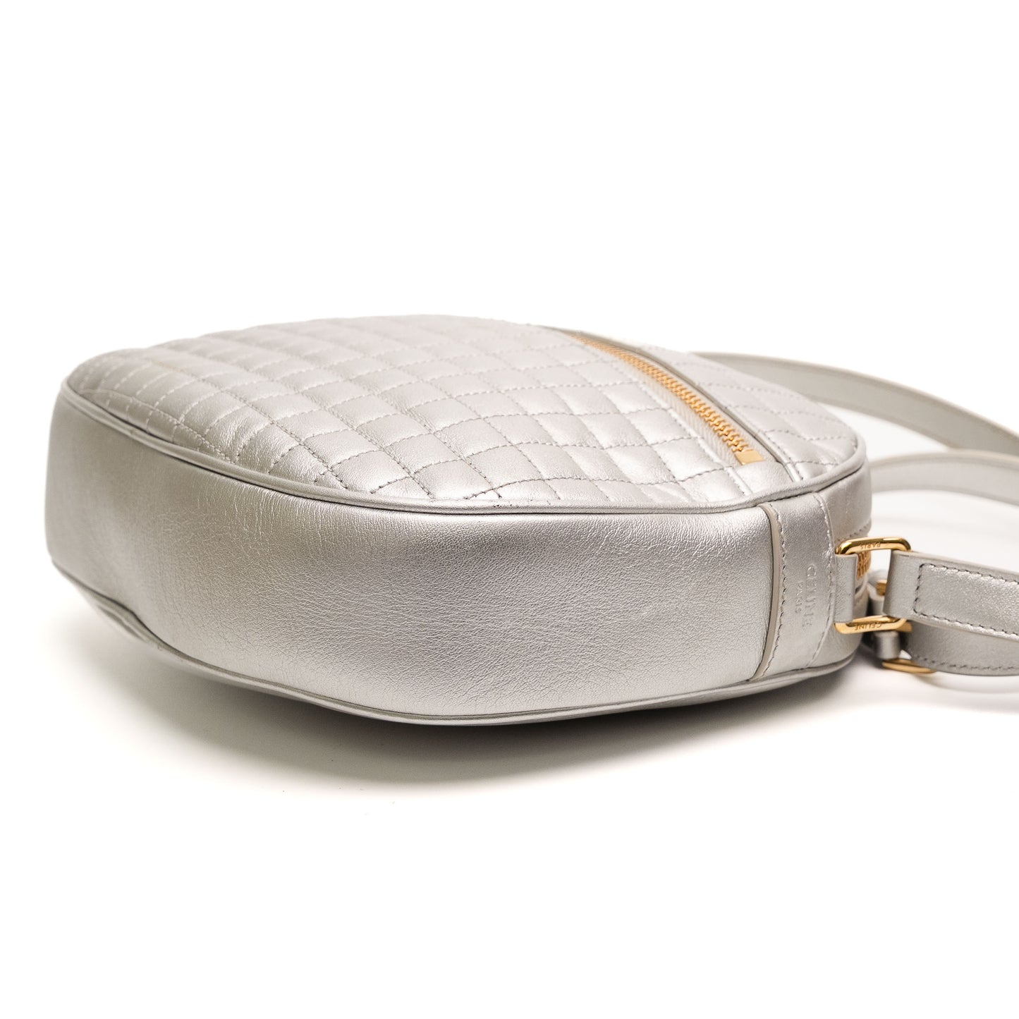 Celine C Charm Silver Leather Crossbody Bag