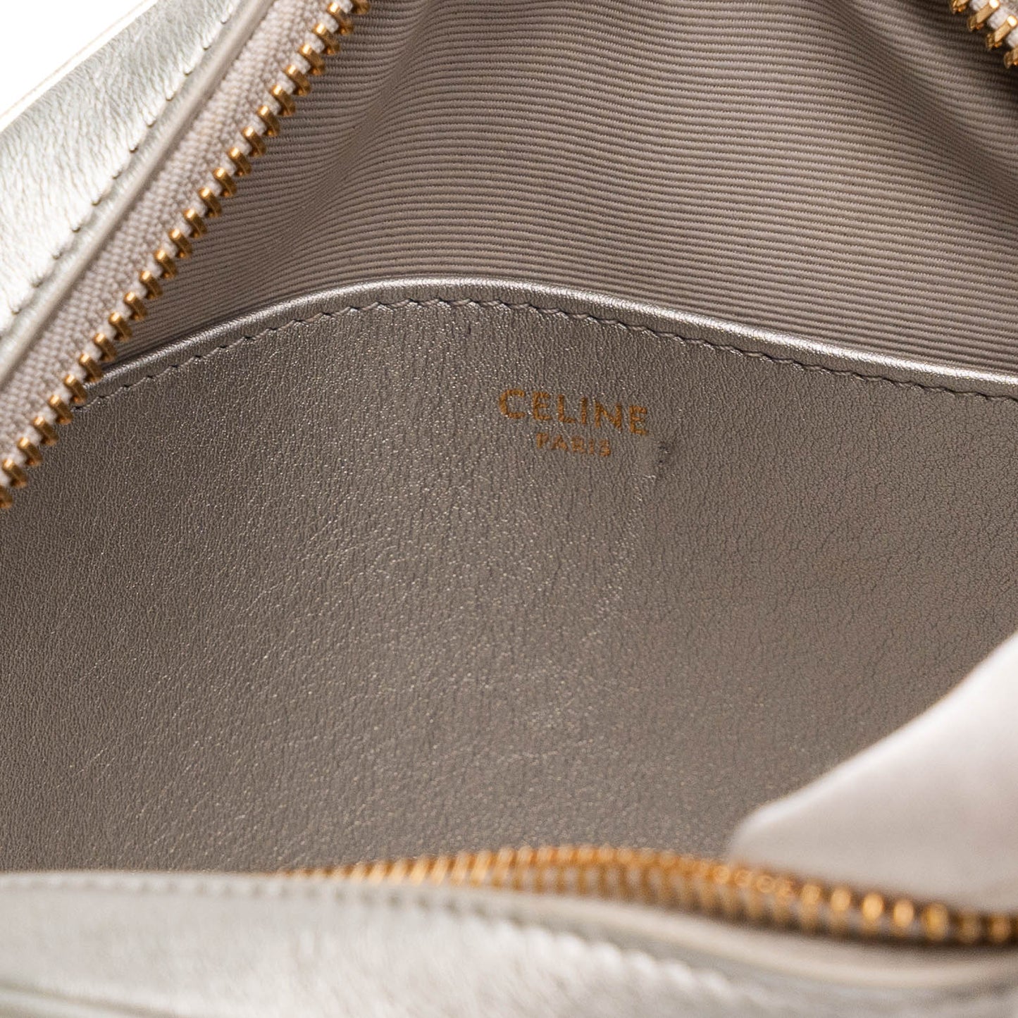Celine C Charm Silver Leather Crossbody Bag