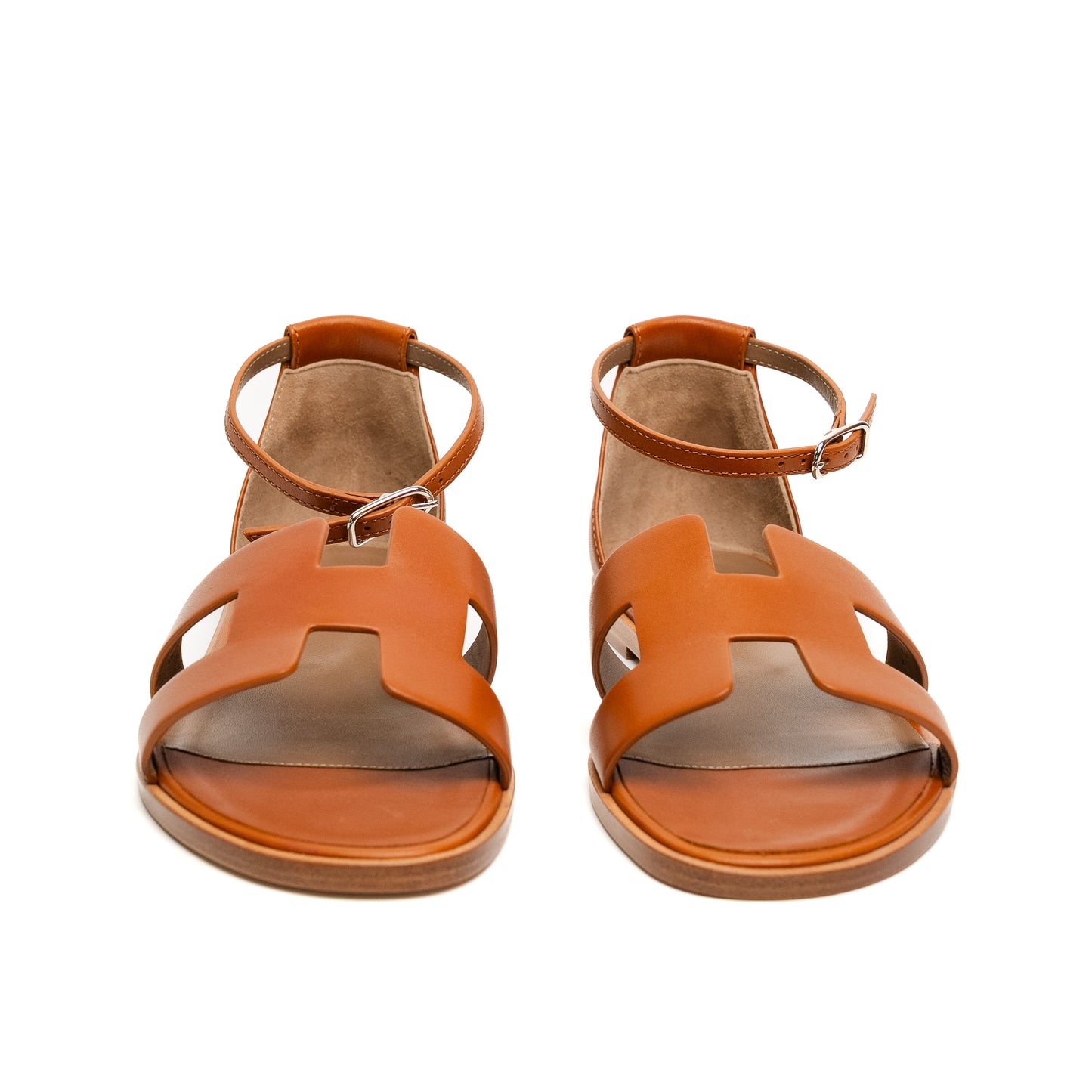 Hermes Santorini Orange Ankle Strap Sandals