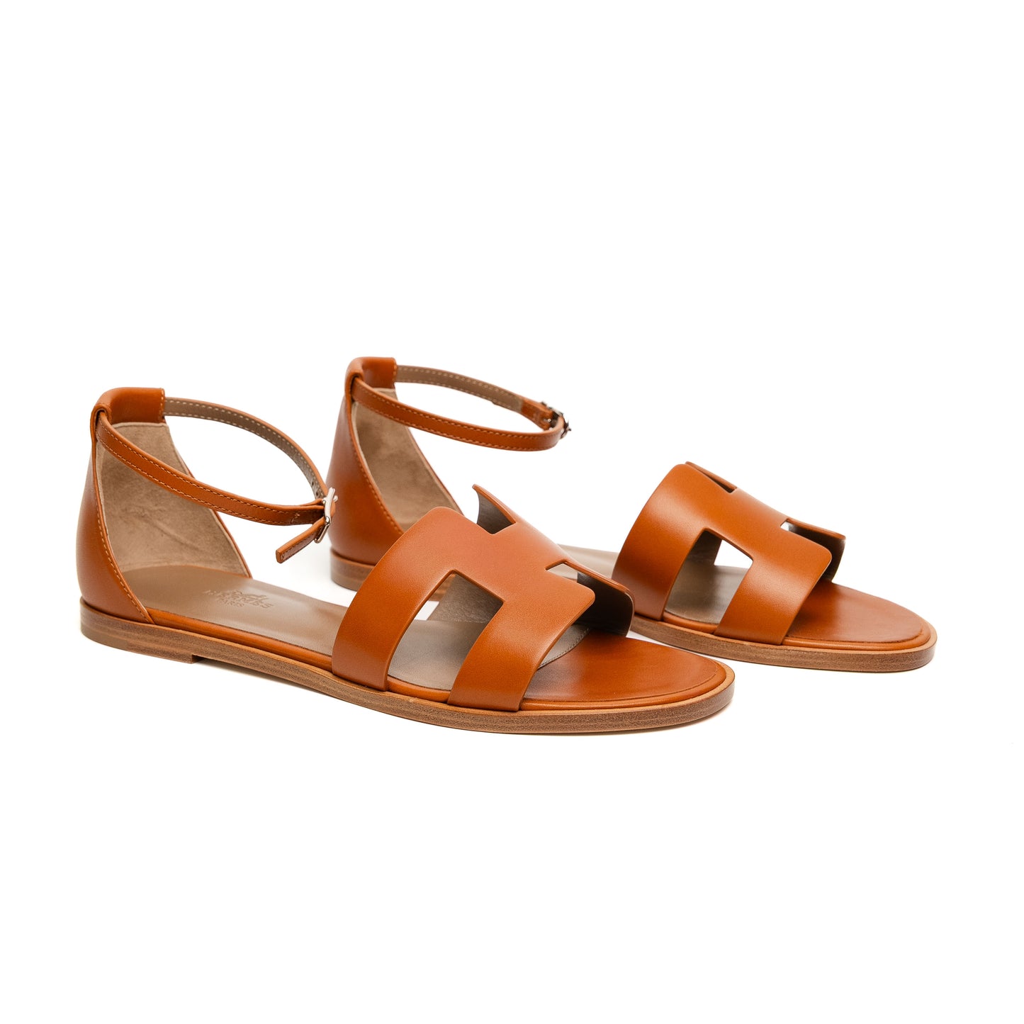 Hermes Santorini Orange Ankle Strap Sandals