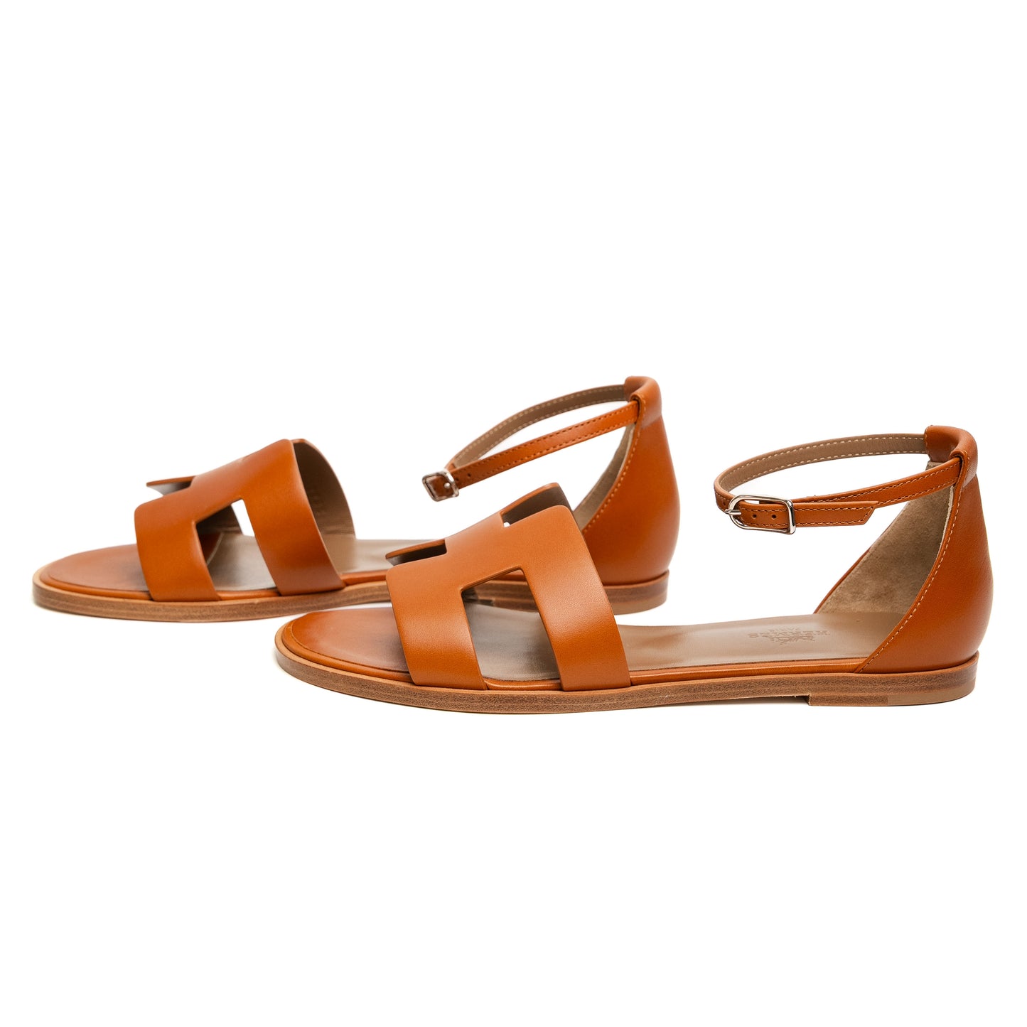 Hermes Santorini Orange Ankle Strap Sandals