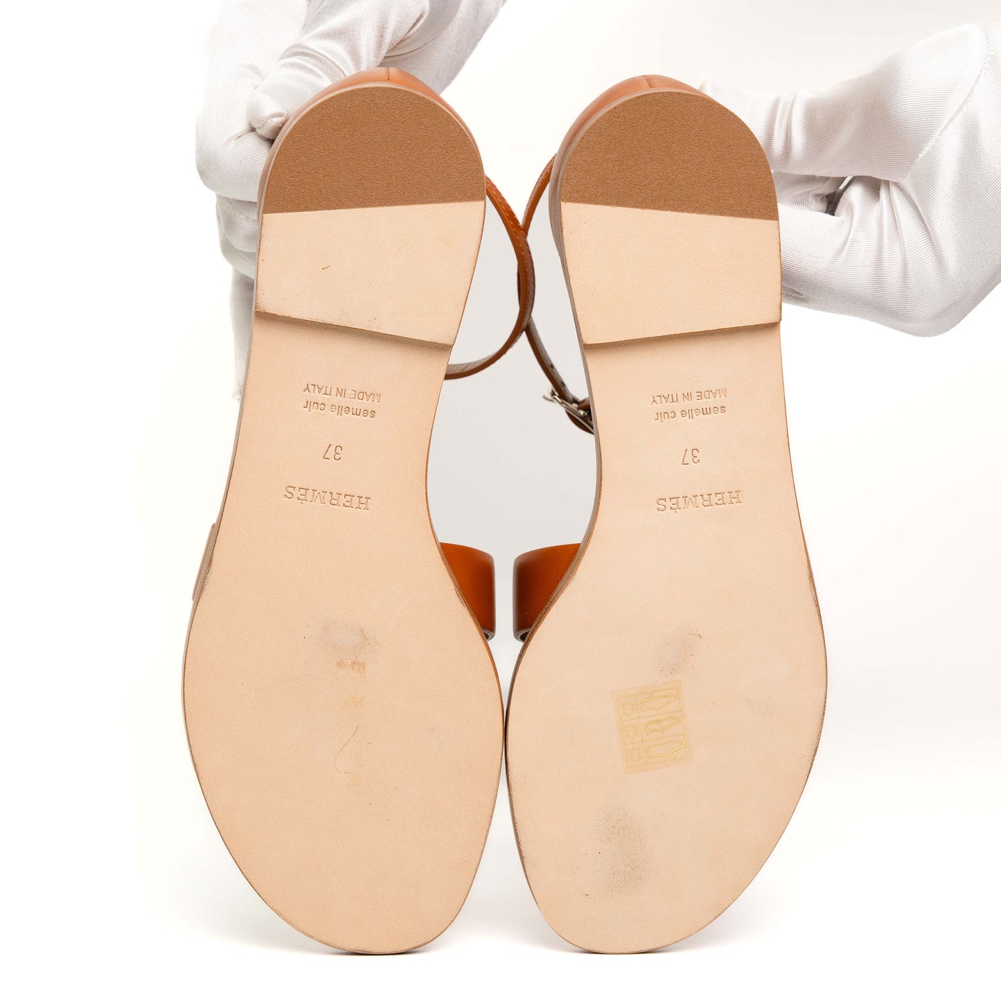 Hermes Santorini Orange Ankle Strap Sandals