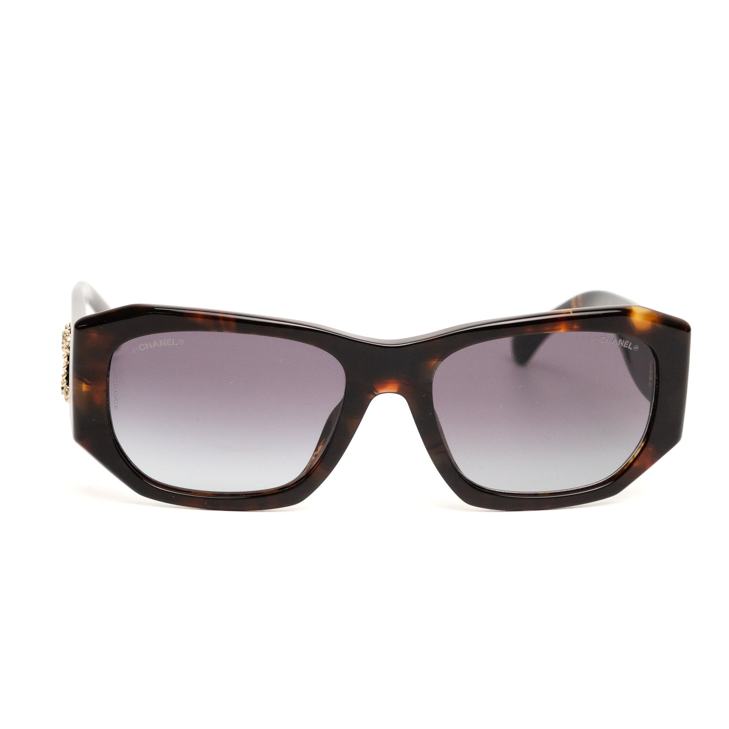 Chanel Havana Tweed Gradient Rectangle Sunglasses