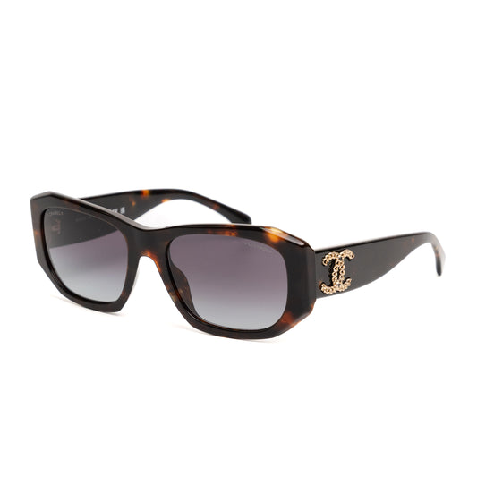 Chanel Havana Tweed Gradient Rectangle Sunglasses
