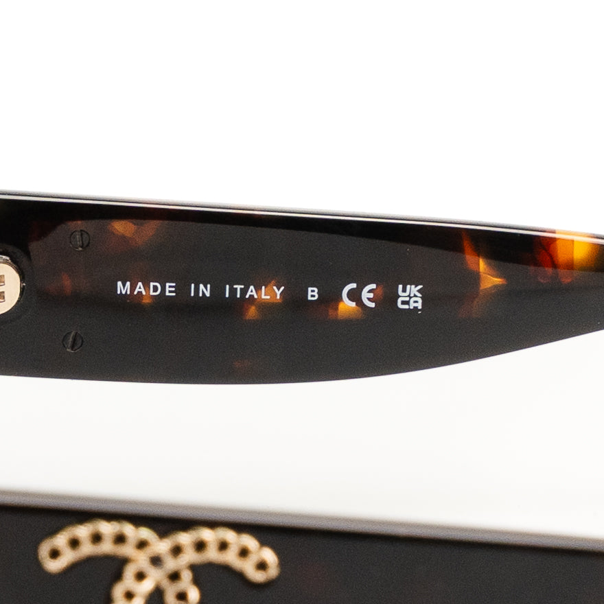 Chanel Havana Tweed Gradient Rectangle Sunglasses