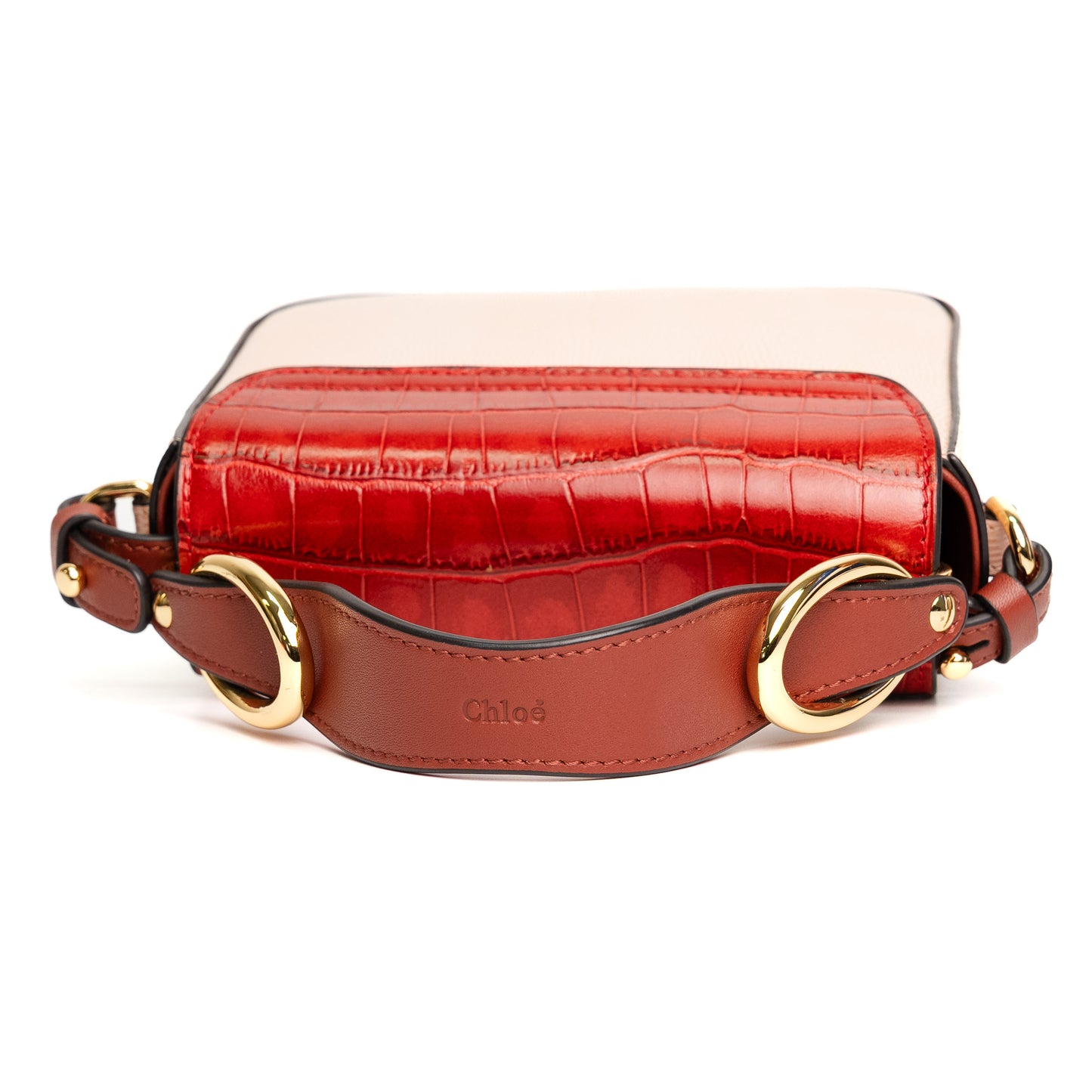 Chloe  C Red Croc-Embossed Leather Bag