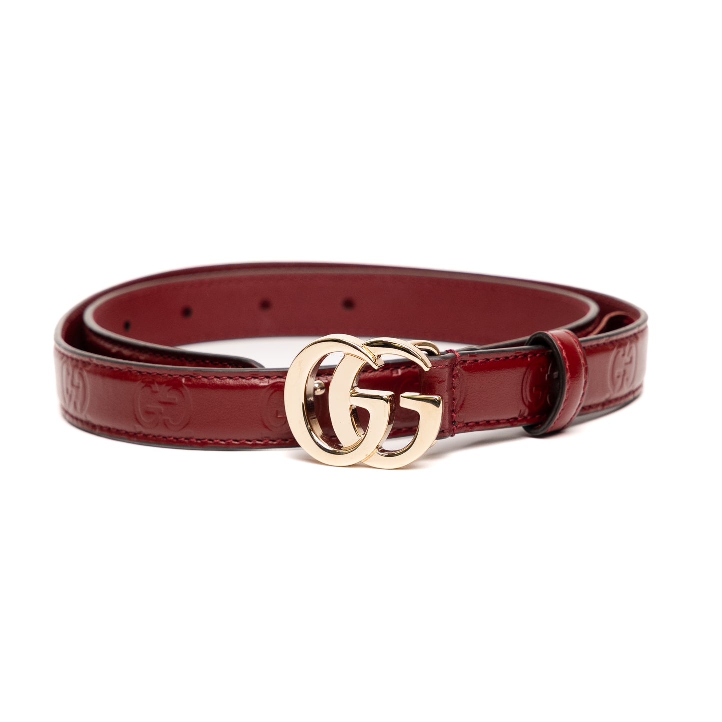 Gucci Debossed Interlocking G Leather Belt