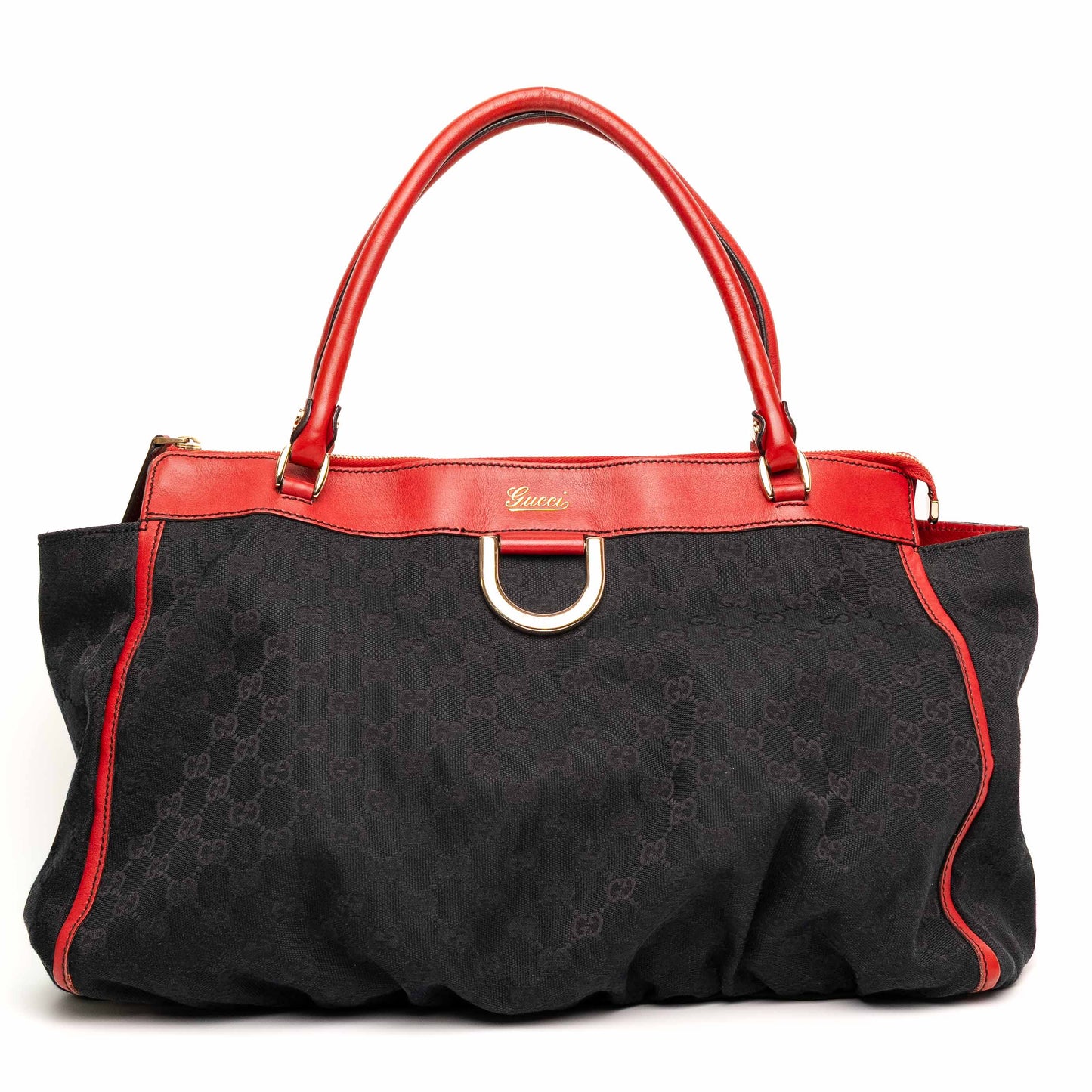 Gucci Abbey D-Ring Black Red GG Canvas Shoulder Bag