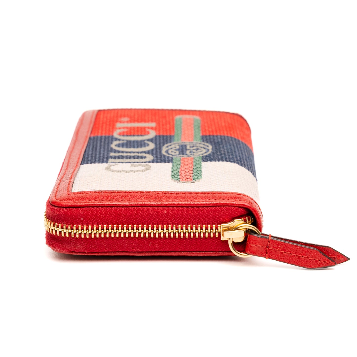 Gucci Logo Print Red Zip Wallet
