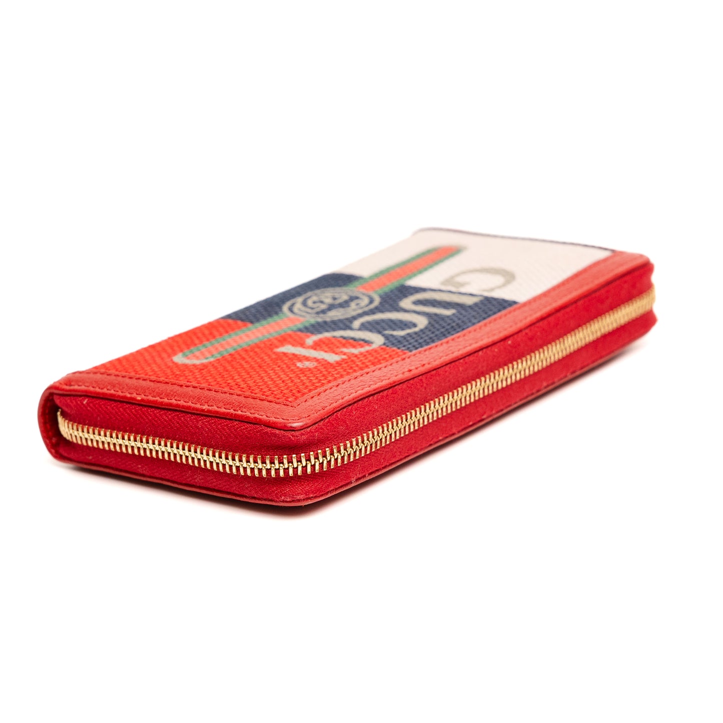 Gucci Logo Print Red Zip Wallet