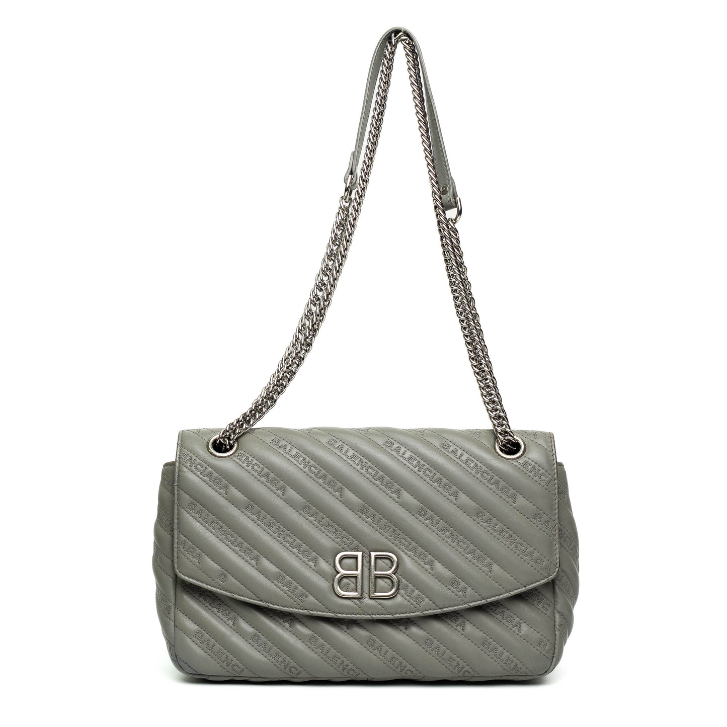 Balenciaga Grey Quilted Chain Shoulder Bag