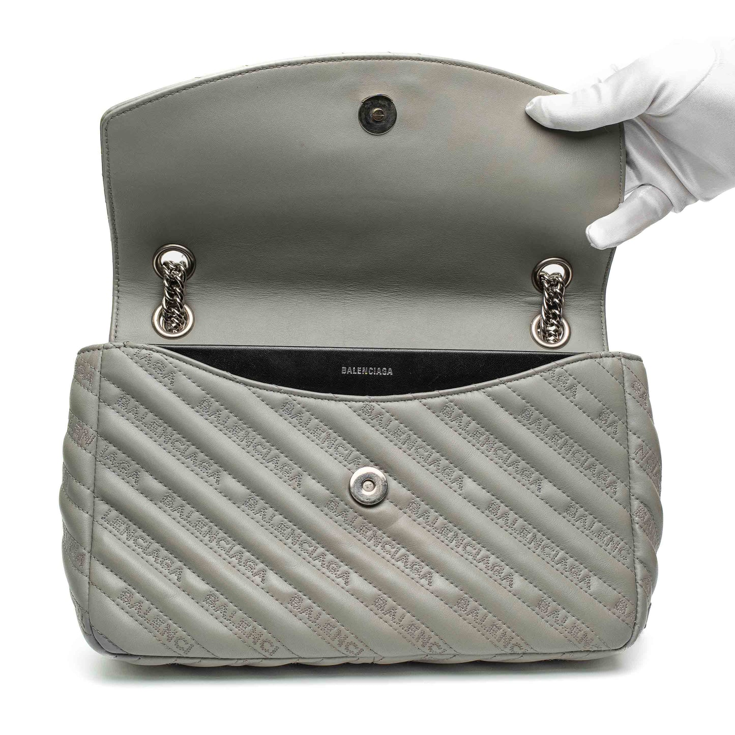 Balenciaga Grey Quilted Chain Shoulder Bag