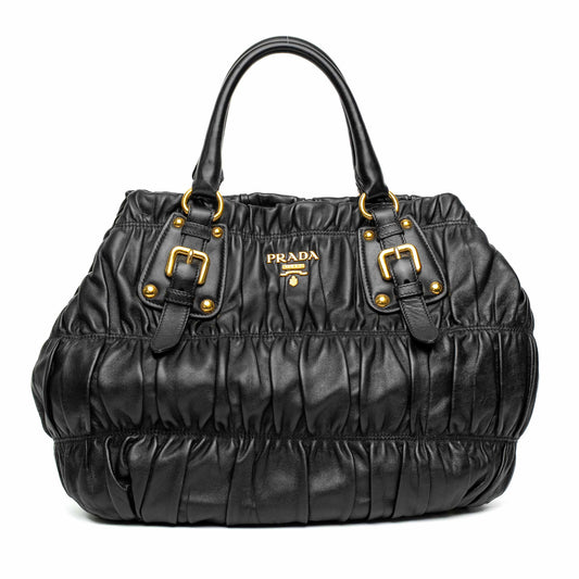 Prada Black Nappa Gaufre Tote Bag