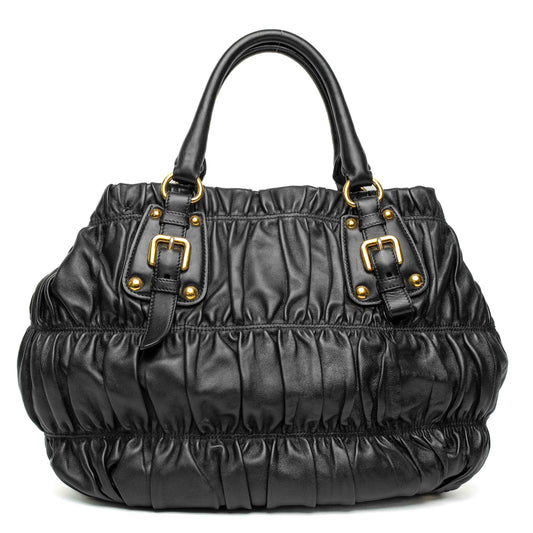 Prada Black Nappa Gaufre Tote Bag