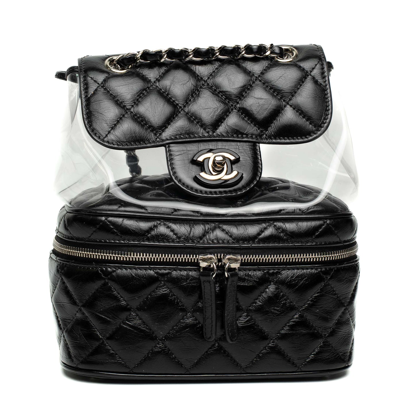 Chanel Black Quilted Leather PVC Backpack