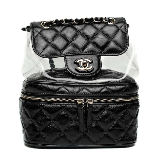 Chanel Black Quilted Leather PVC Backpack