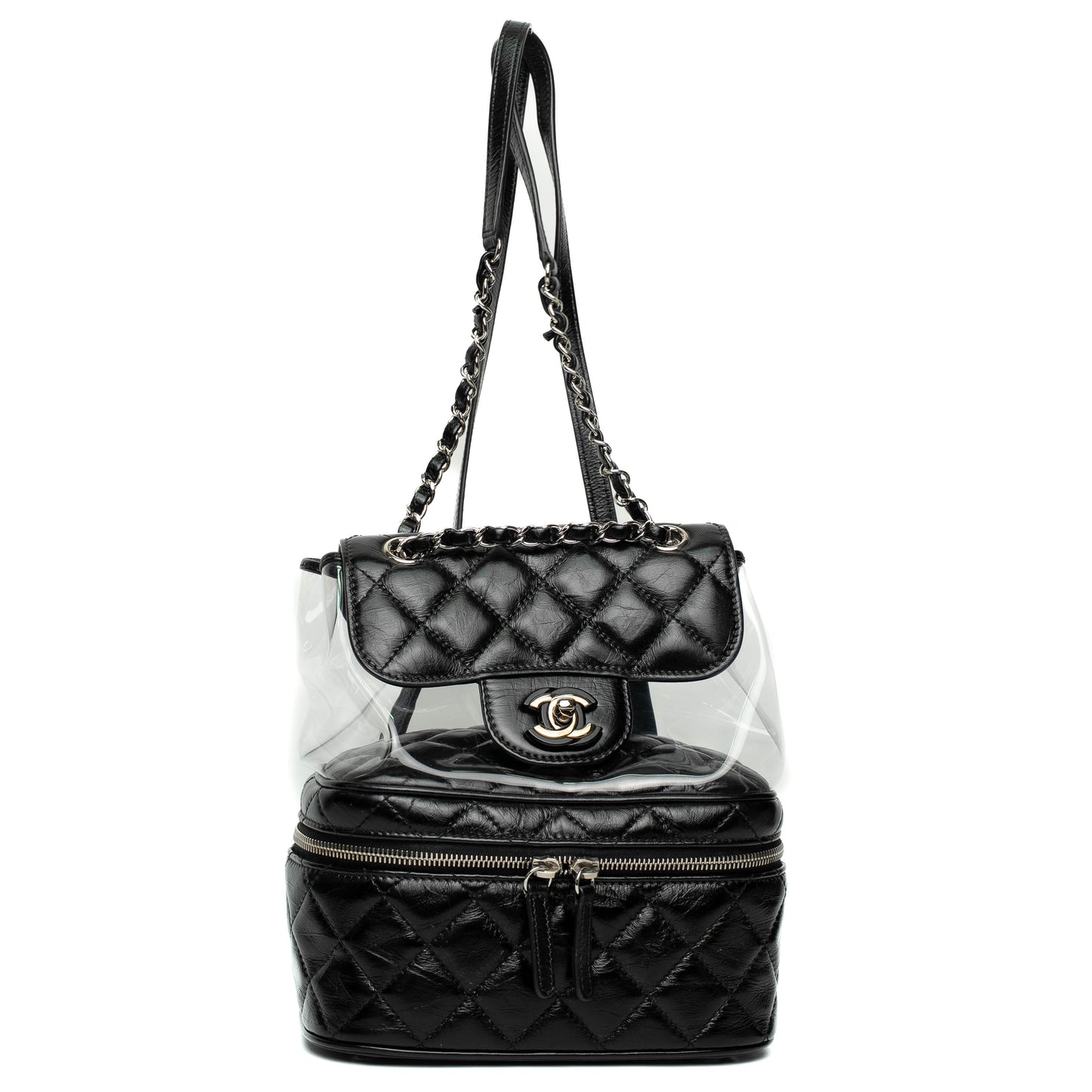 Chanel Black Quilted Leather PVC Backpack