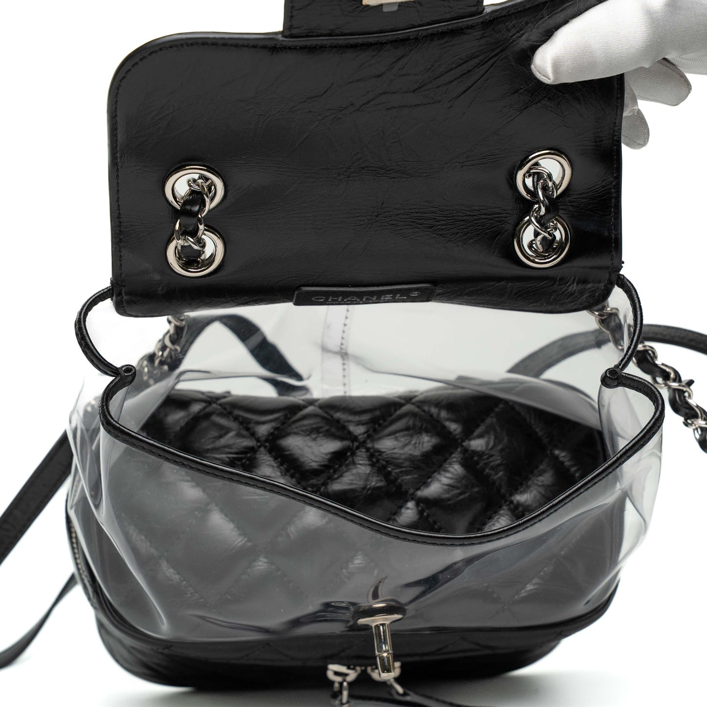 Chanel Black Quilted Leather PVC Backpack