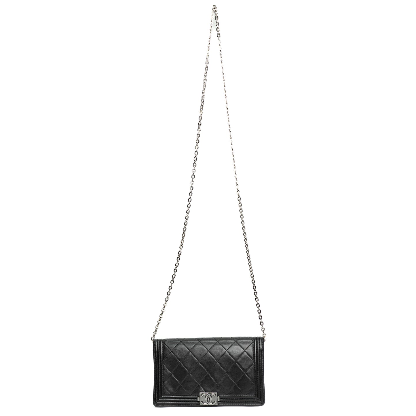 Chanel Boy Black Quilted Chain Wallet