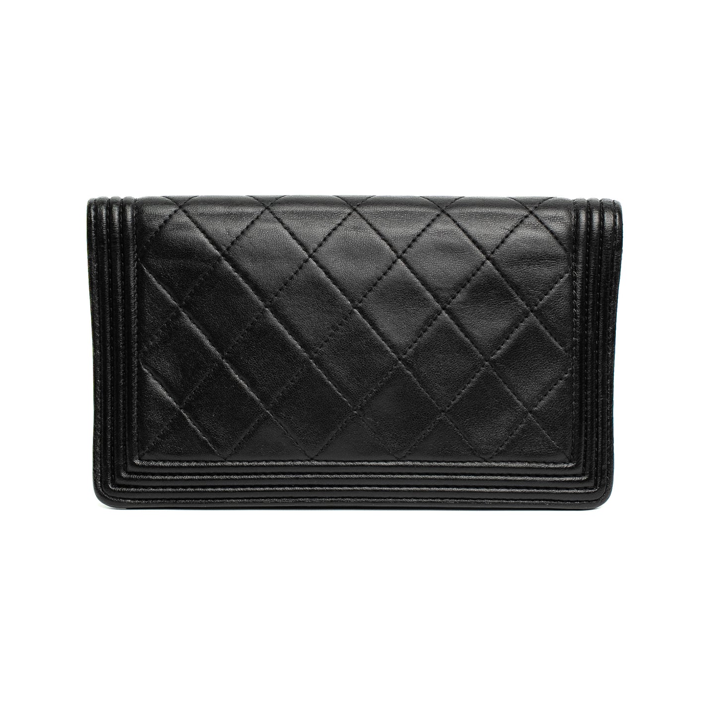 Chanel Boy Black Quilted Chain Wallet
