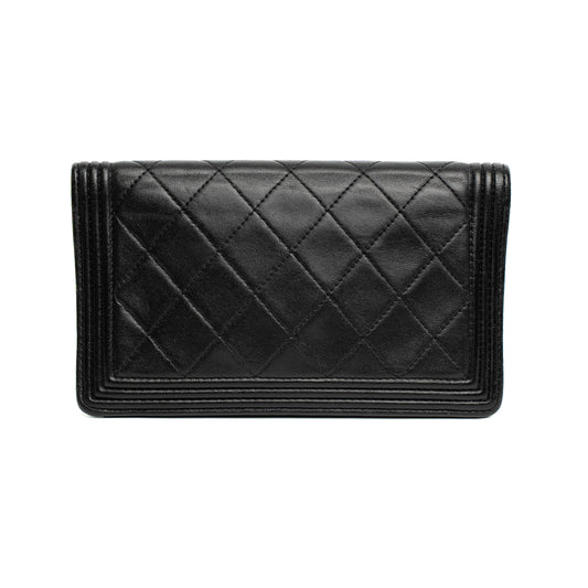 Chanel Boy Black Quilted Chain Wallet