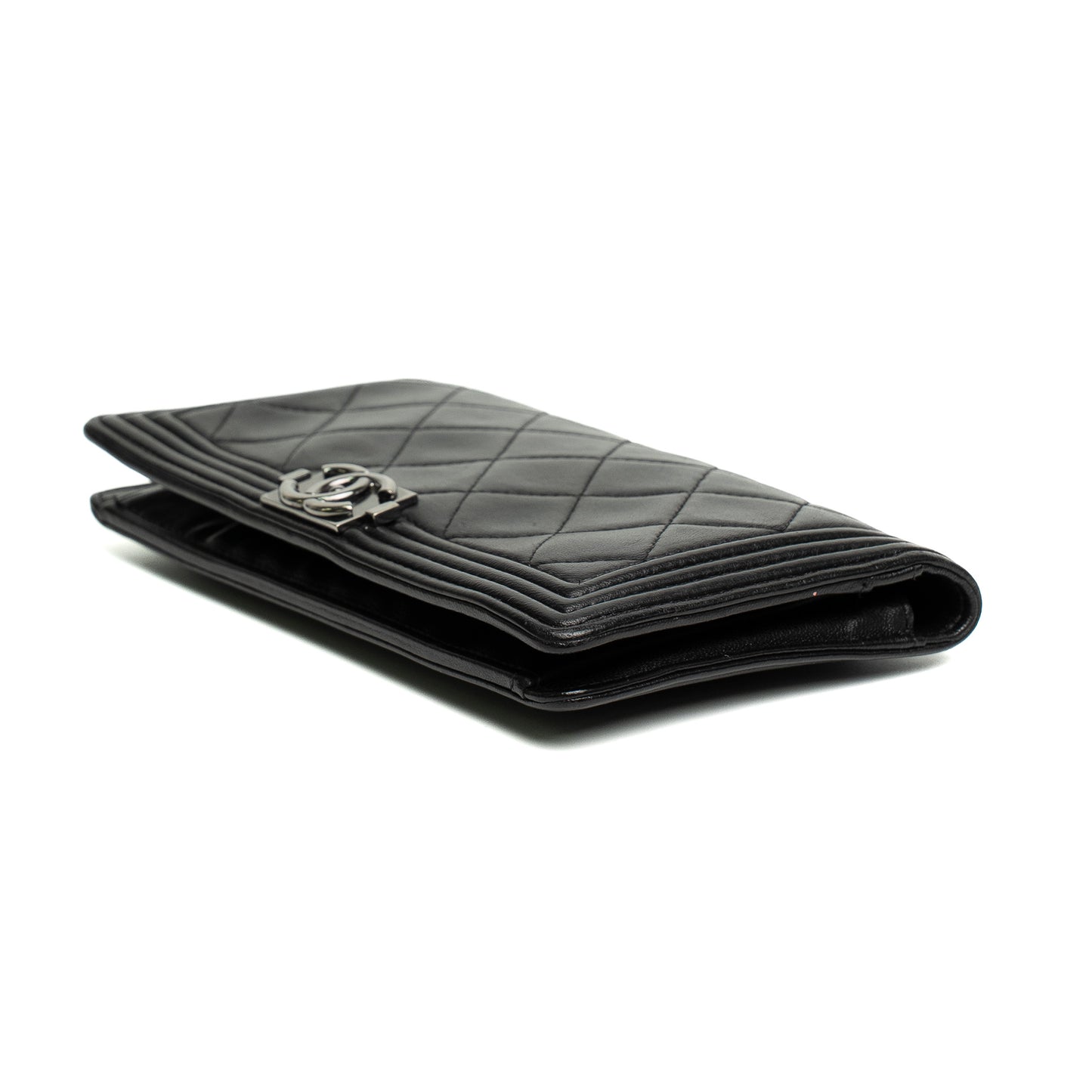Chanel Boy Black Quilted Chain Wallet