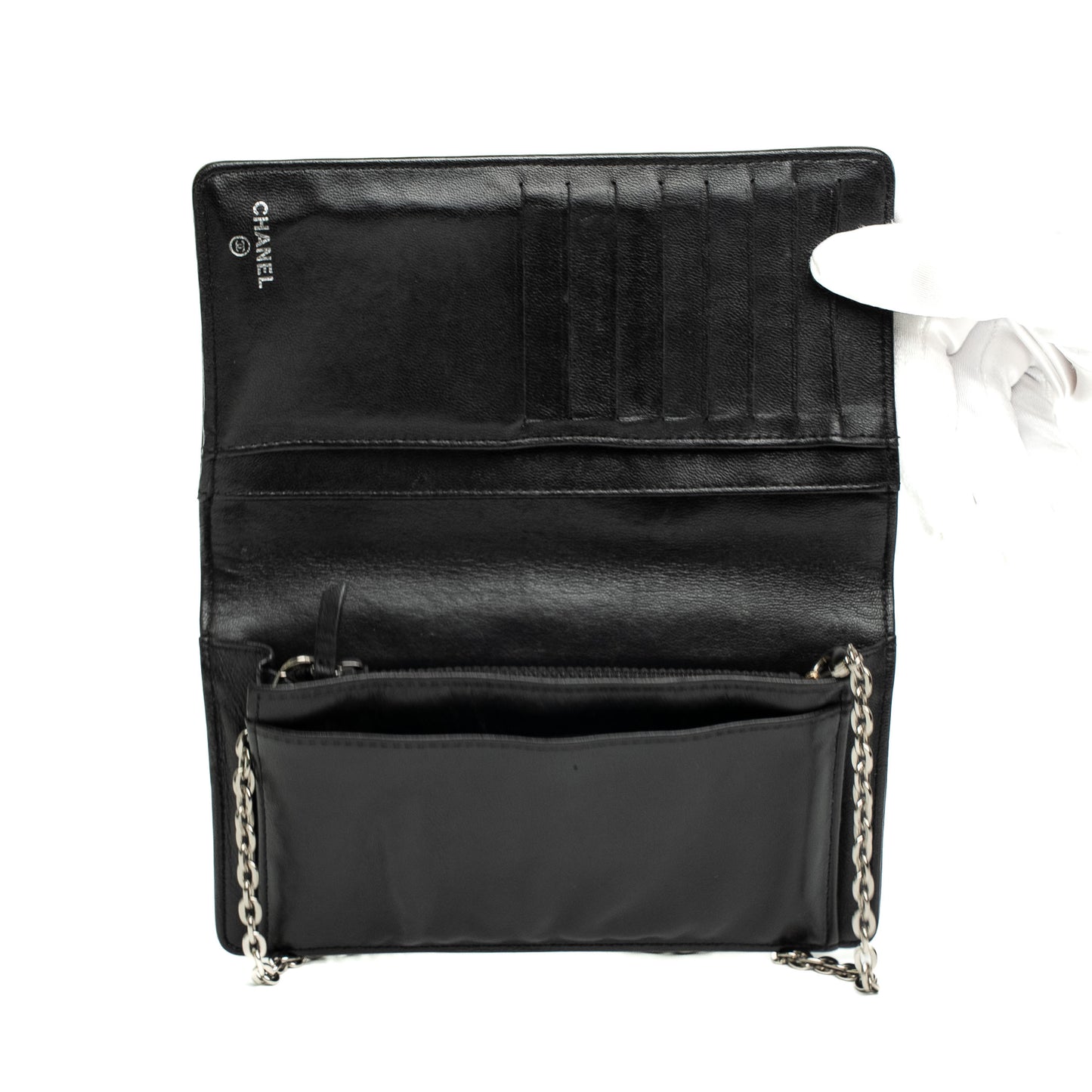 Chanel Boy Black Quilted Chain Wallet