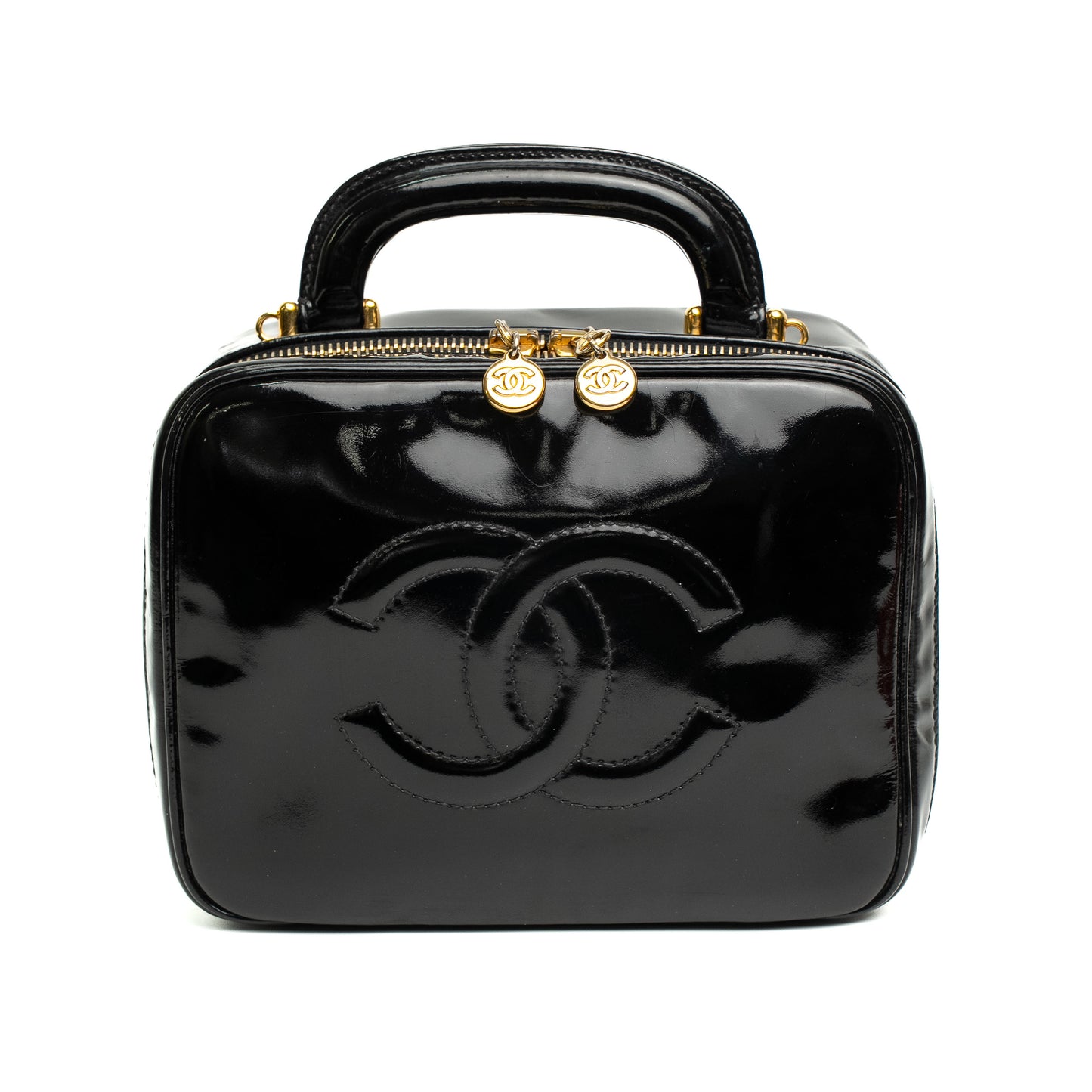 Chanel Black Patent Leather Vanity Bag