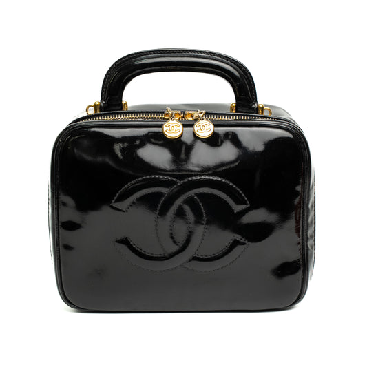 Chanel Black Patent Leather Vanity Bag