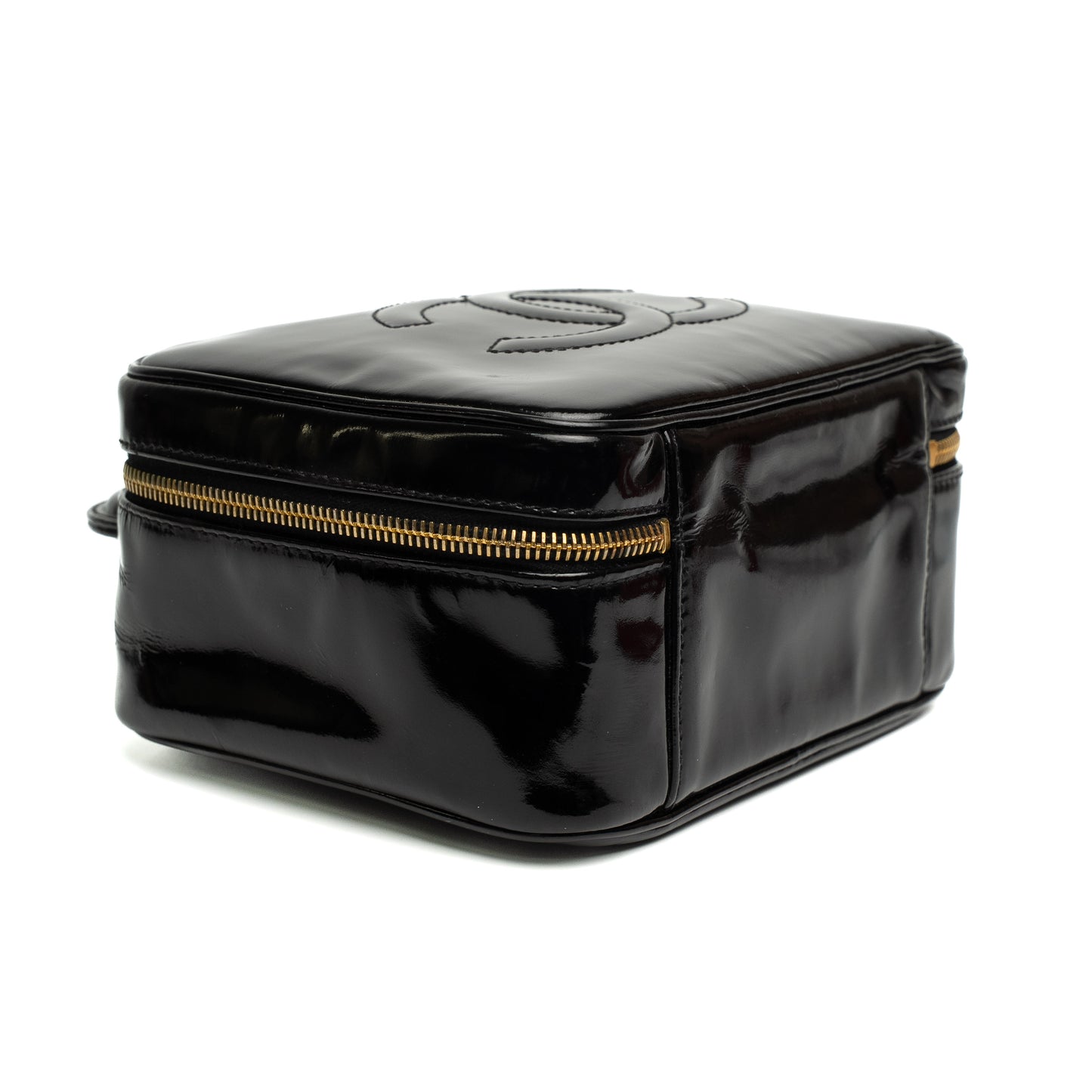 Chanel Black Patent Leather Vanity Bag