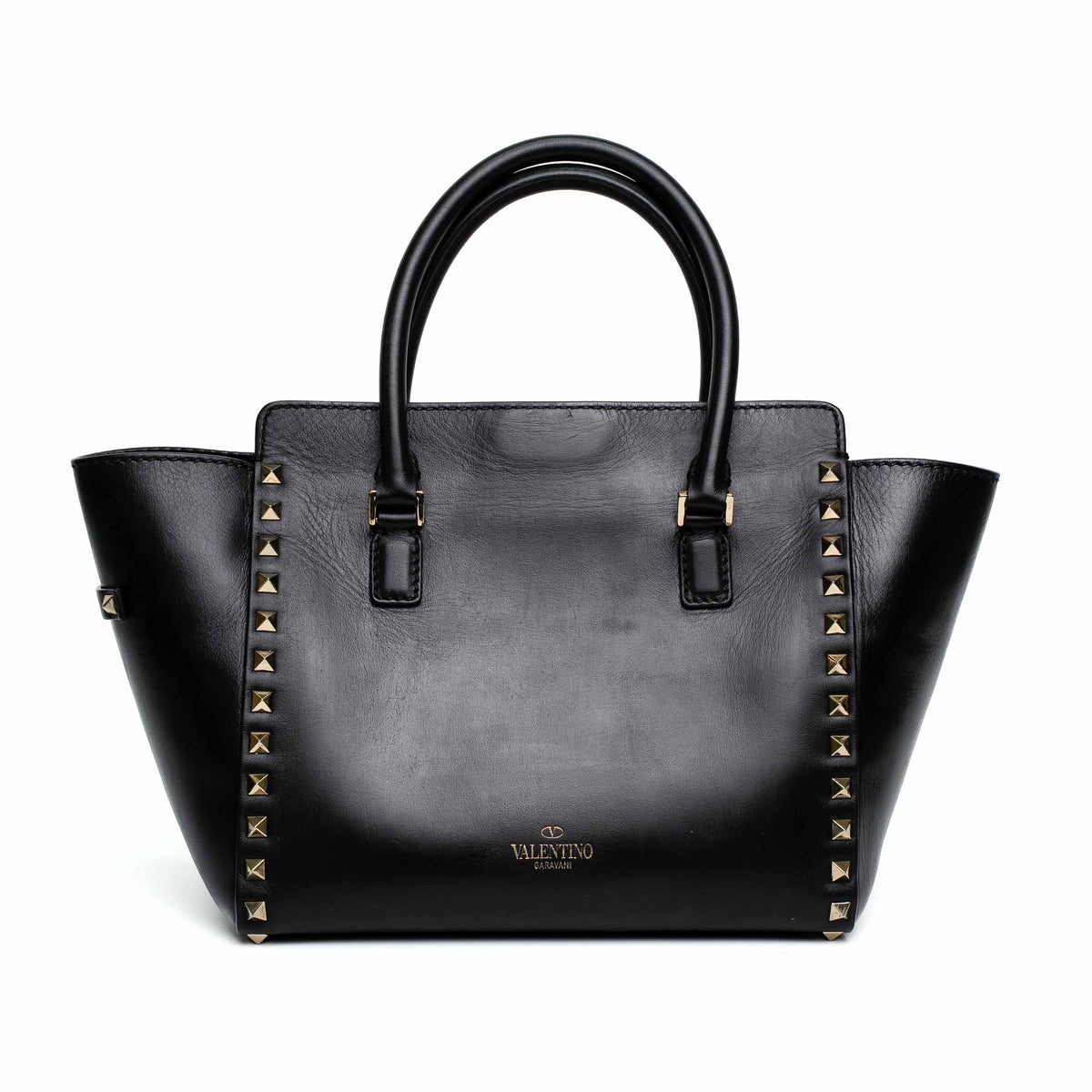 Valentino Garavani Small Rockstud Black Leather Tote